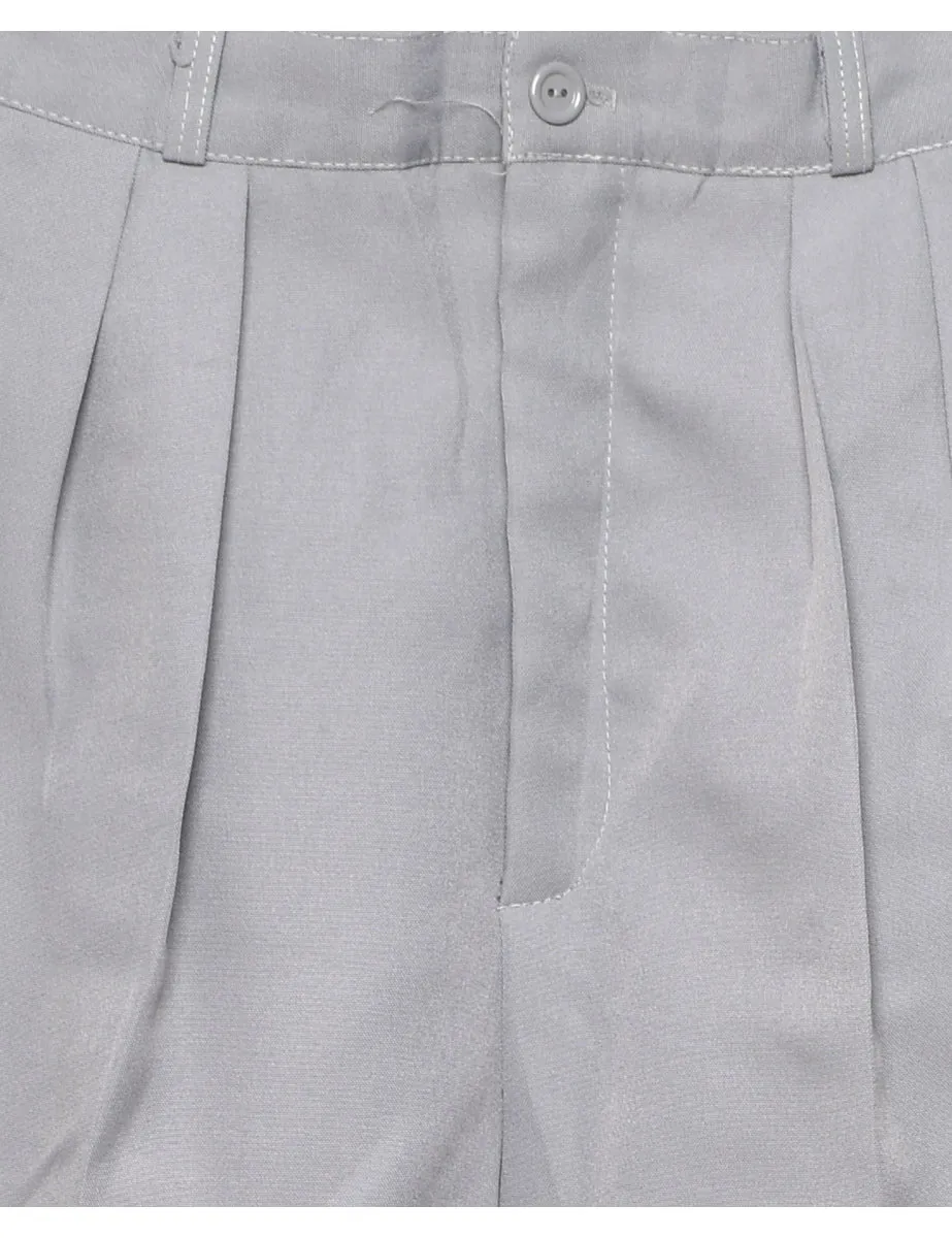 High Waist Grey Pleated Trousers - W28 L28