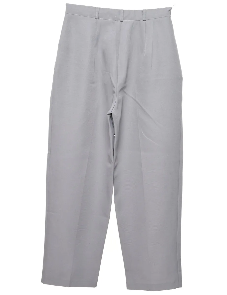 High Waist Grey Pleated Trousers - W28 L28