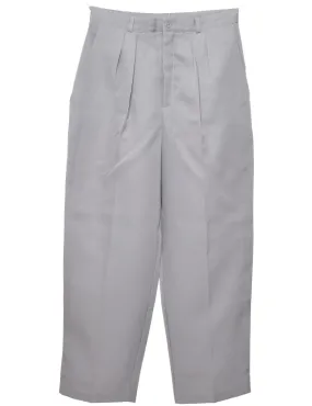 High Waist Grey Pleated Trousers - W28 L28