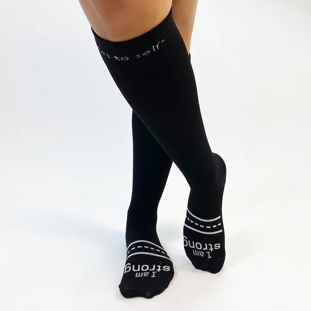 I am strong™ COMPRESSION SOCKS, black knee high, 15-20 mmHg