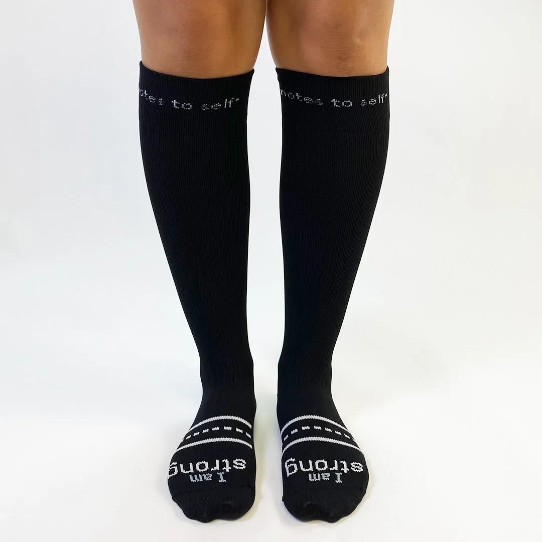 I am strong™ COMPRESSION SOCKS, black knee high, 15-20 mmHg