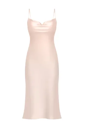 Janna Peach Silk Slip Dress