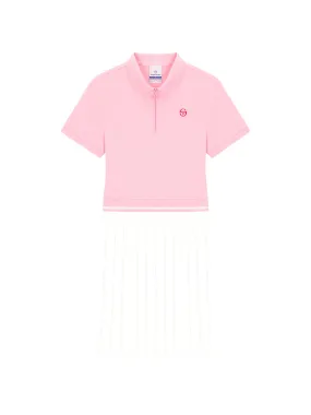 Jersey Mix Pleats Collared Dress- Light Pink