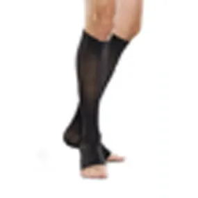 Knee High, 20-30, Reg, Black, Open Toe, Size 4