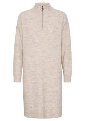 Knit Long Sleeve Dress - Limestone Melange