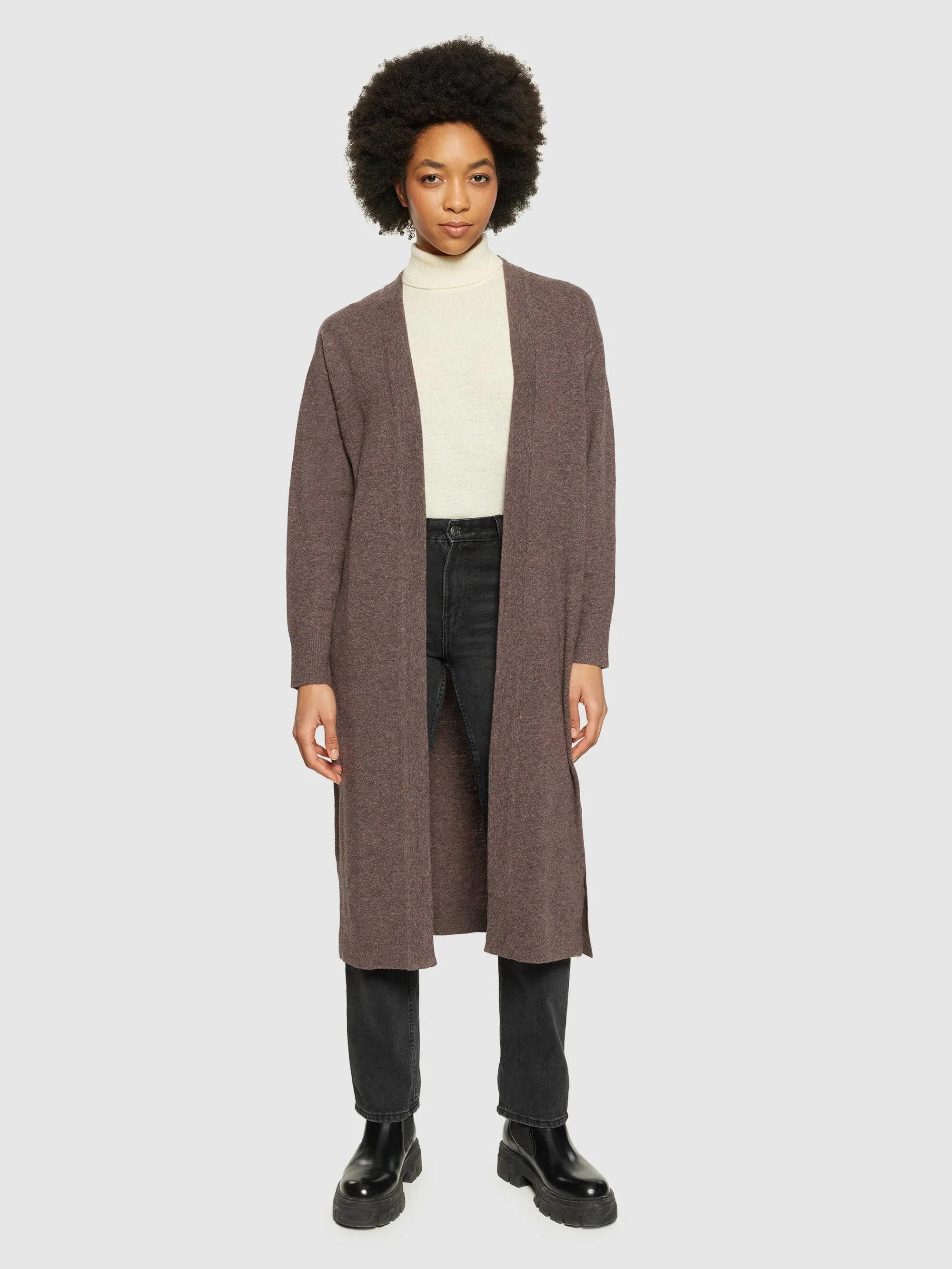 Lambswool long cardigan - RWS - Demitasse (brown)