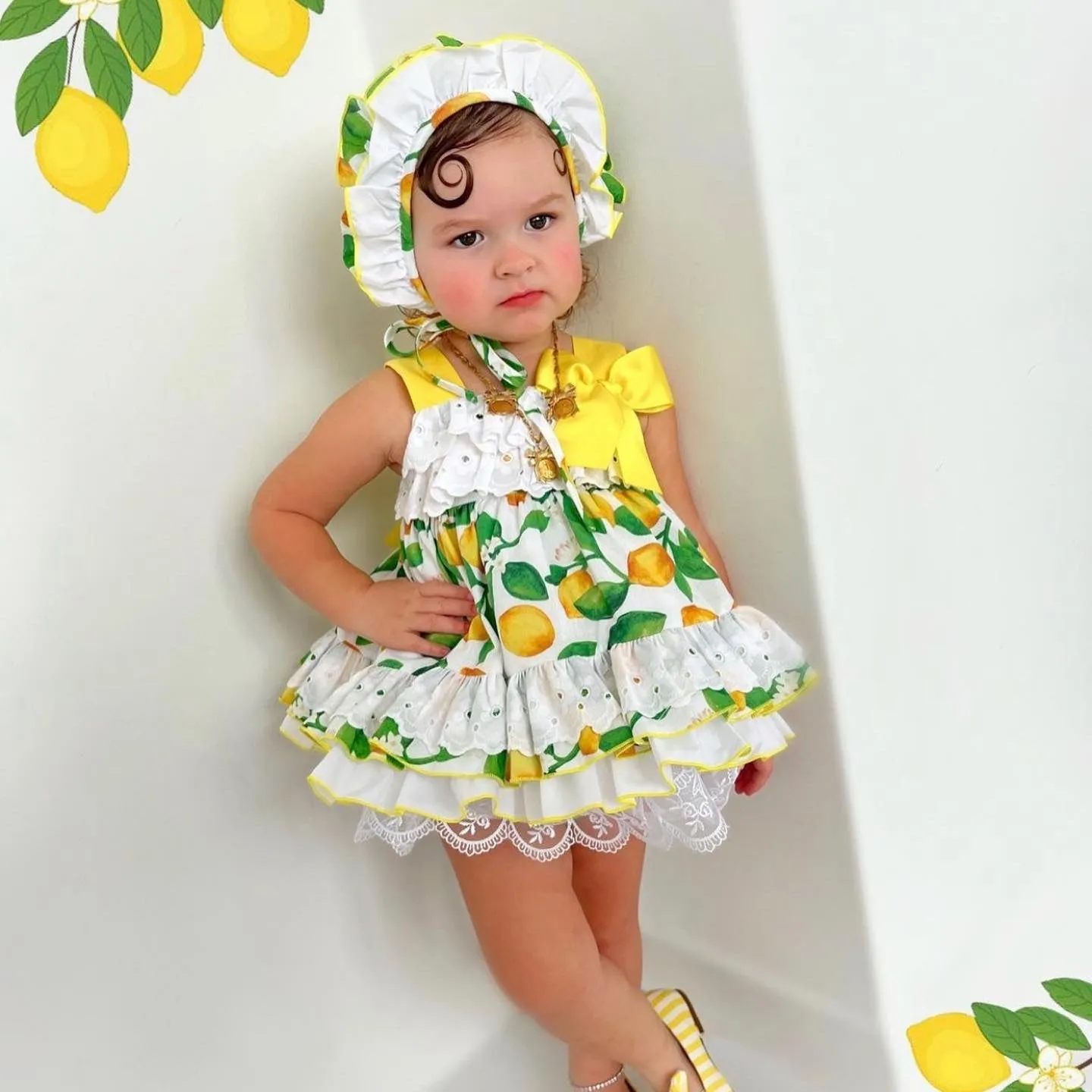 Lemon Dress and Bonnet