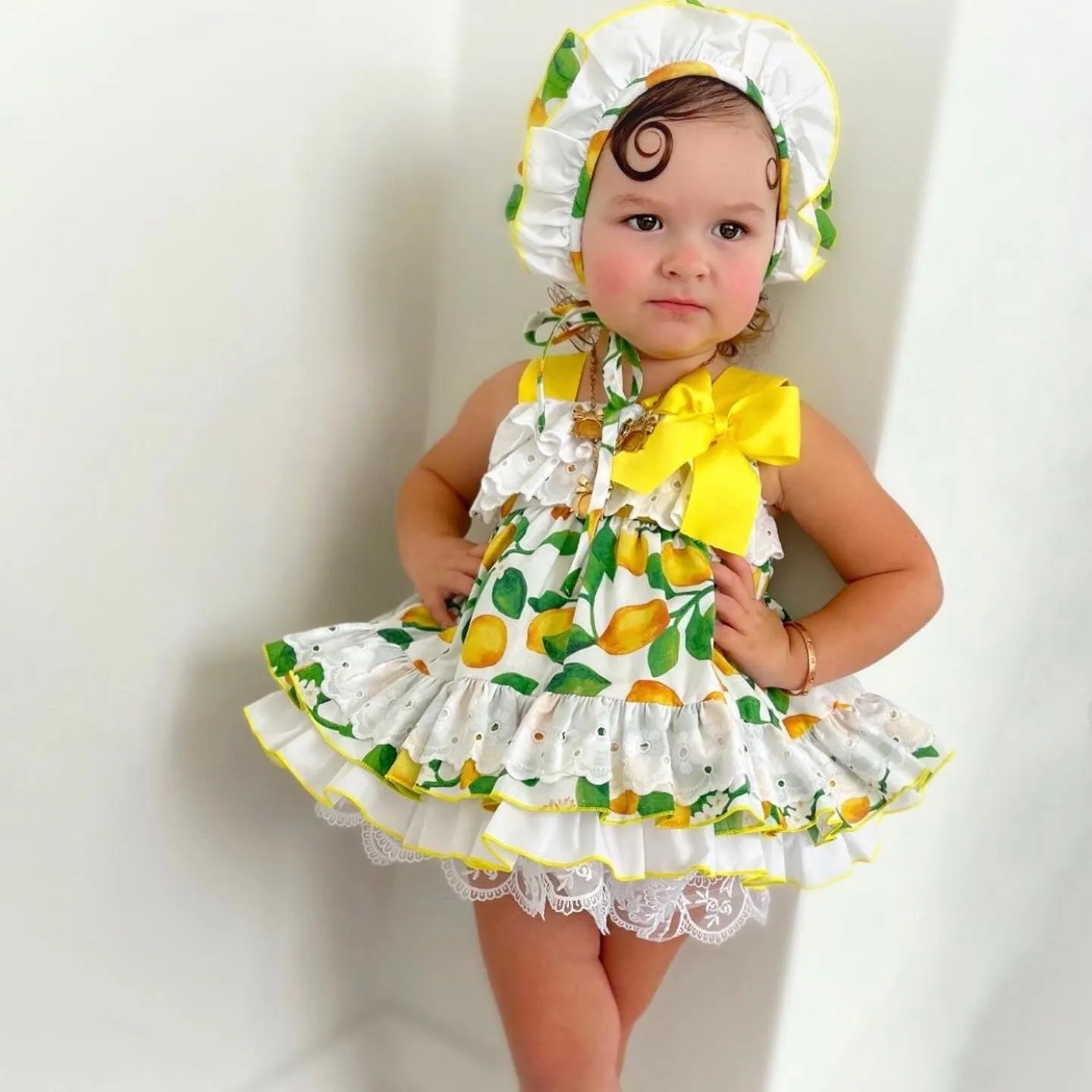 Lemon Dress and Bonnet