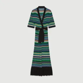 Long Knitted Stripped Dress - Multico