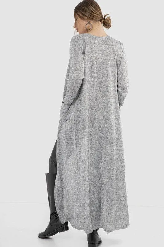 Long Sleeves Slip On Long Cardigan