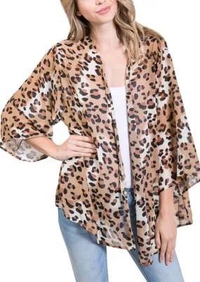 Loose Chiffon Leopard Cardigan Kimono Sleeves