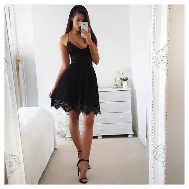 LOSSKY Lace Sleeveless Mini Dress