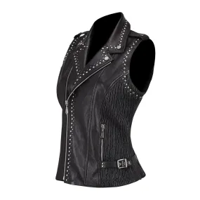 M286COC - Cuadra black dress fashion cowhide leather vest for women