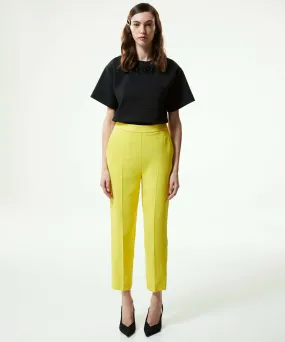 Machka Crepe Cigarette Fit Trousers Yellow