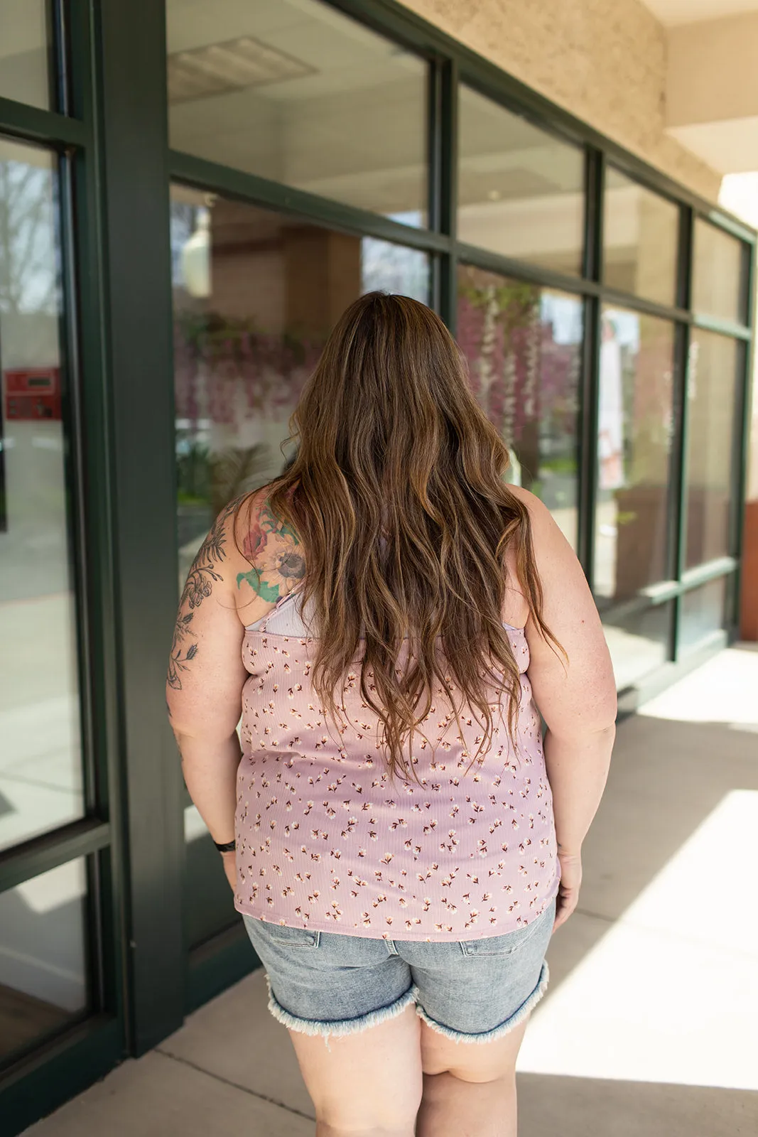 Mauve Floral Ruffle Crossback Tank (SM-3X)