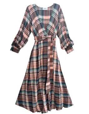 Maxi Wrap Dress- Scandi Plaid