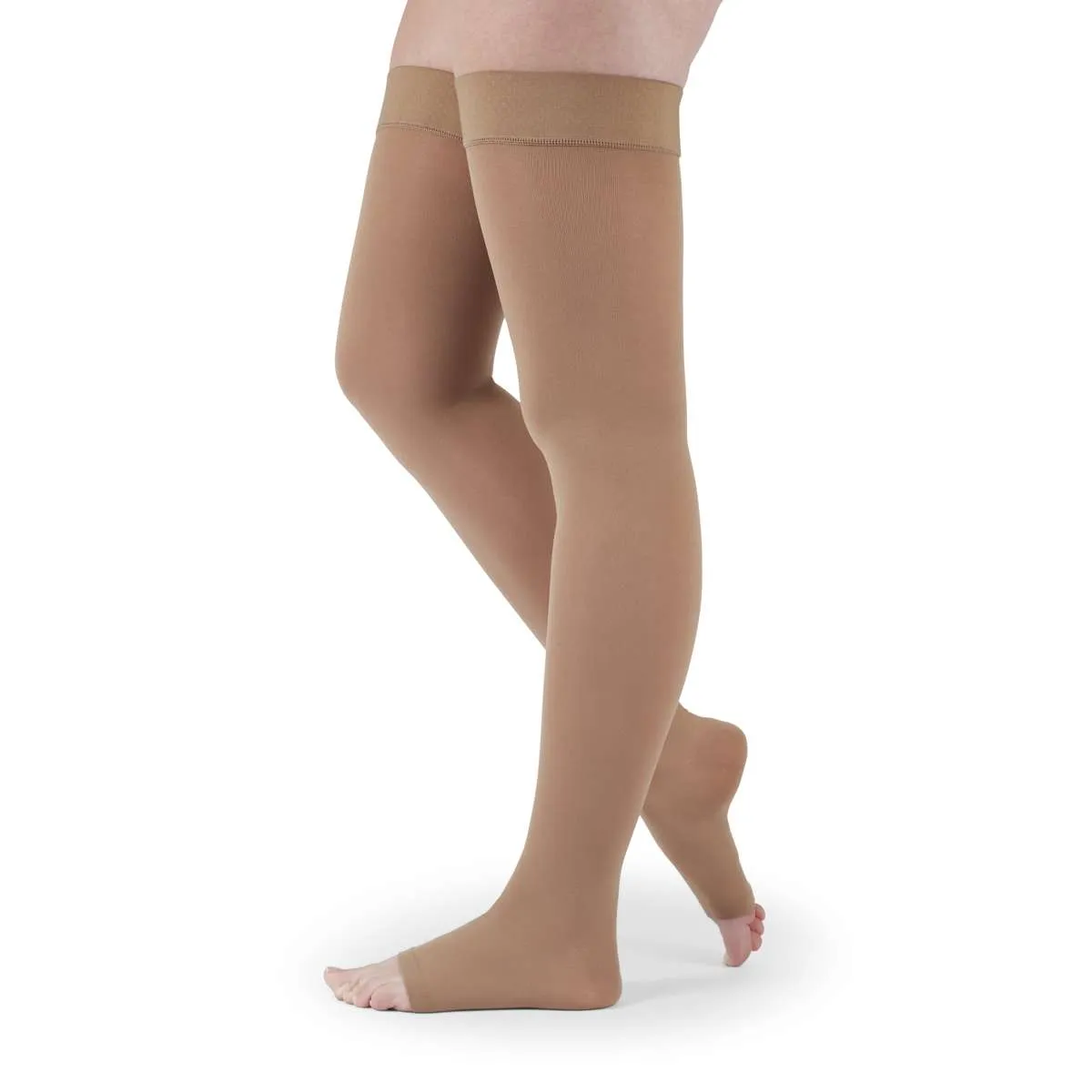 medi assure 20-30 mmHg Thigh High w/Beaded Silicone Topband Open Toe Compression Stockings