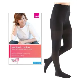 Mediven Comfort Pantyhose with Adjustable Waistband, 15-20, Closed, Ebony, Size 2