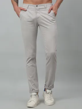 Men's Casual Flat front Silver  Trousers