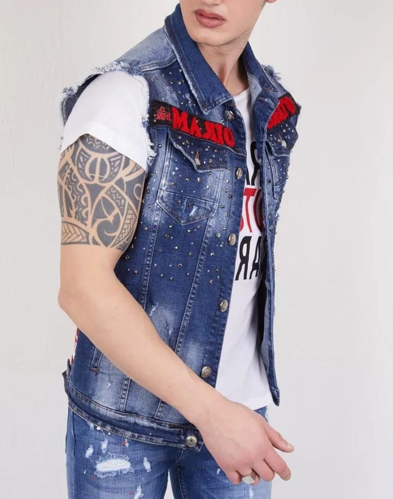 Men's Denim Vest by Mario Morato | European | 2354 Indigo