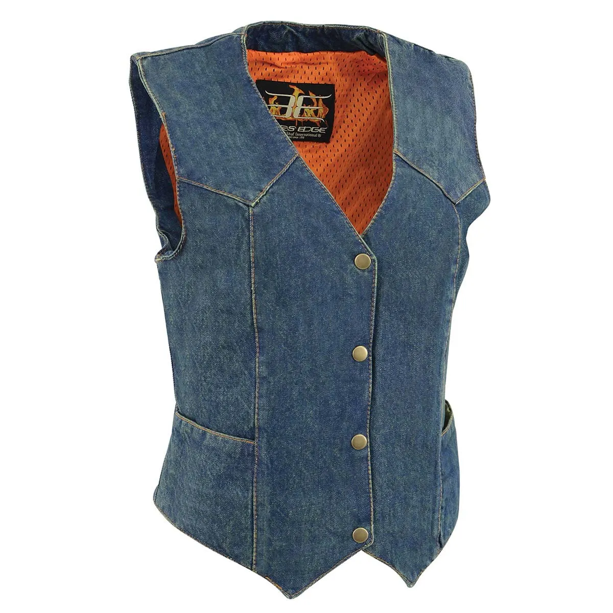 Milwaukee Leather MDL4000 Women's Blue Plain Side 4 Snap Front Denim Vest