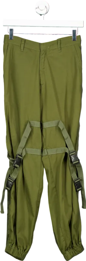 Motel Olive Green Strapped Cargo Trousers UK XS