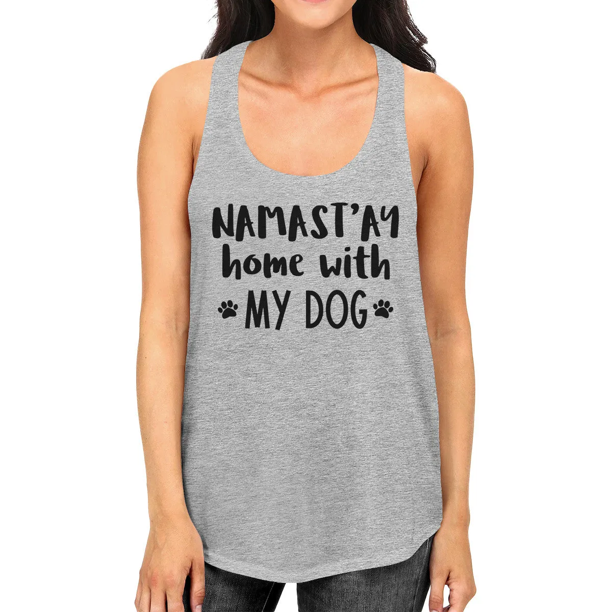 Namastay Home Women's Gray Cute Tanks Funny gifts For Yoga Lovers