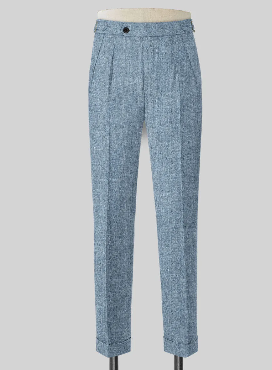 Napolean Stretch Light Blue Highland Wool Trousers