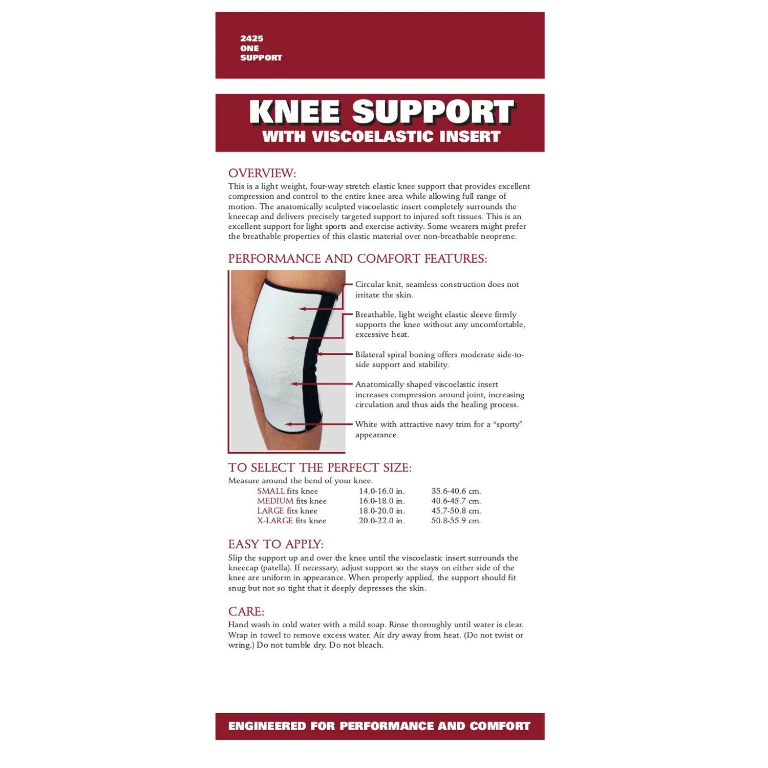 OTC KNEE SUPPORT VISCO INSERT - 2425- CLEARANCE