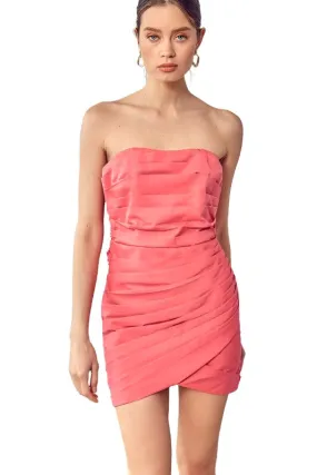 Pleated Wrap Tube Dress