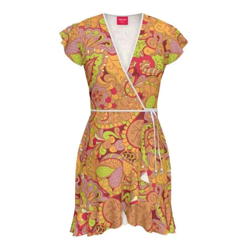 Popsica Flounce Wrap Dress