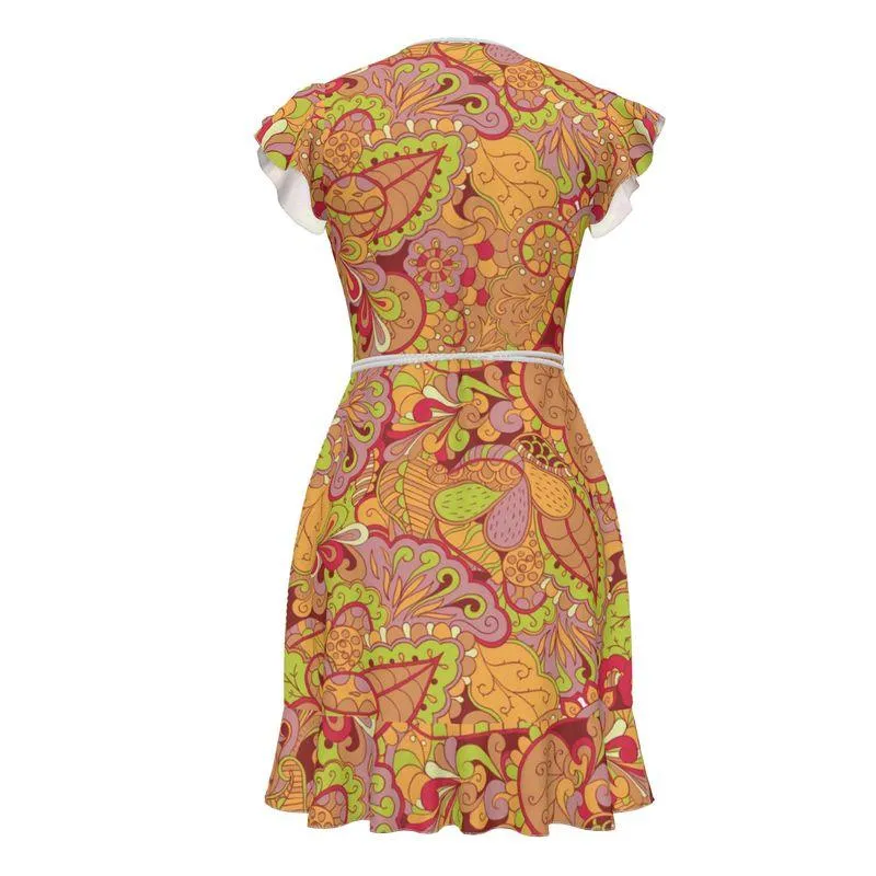 Popsica Flounce Wrap Dress