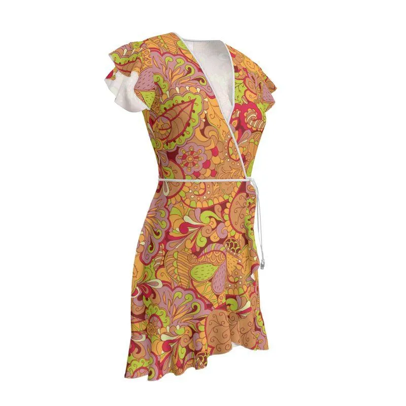 Popsica Flounce Wrap Dress