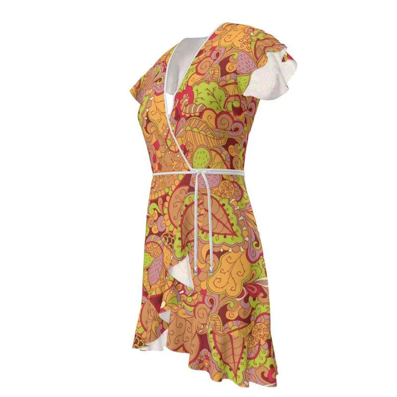 Popsica Flounce Wrap Dress