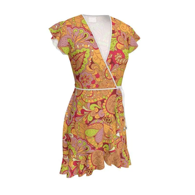 Popsica Flounce Wrap Dress