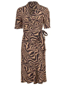 Printed Crepe Wrap Dress