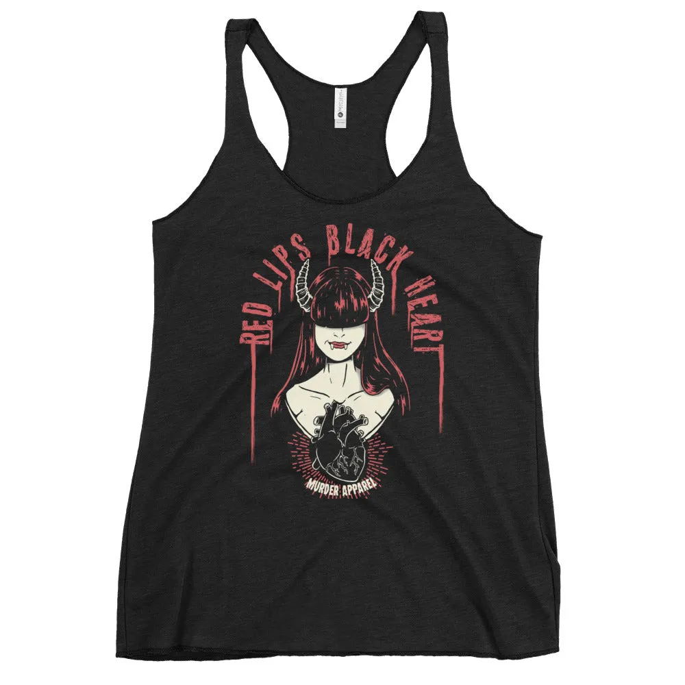 Red Lips Black Heart Tank