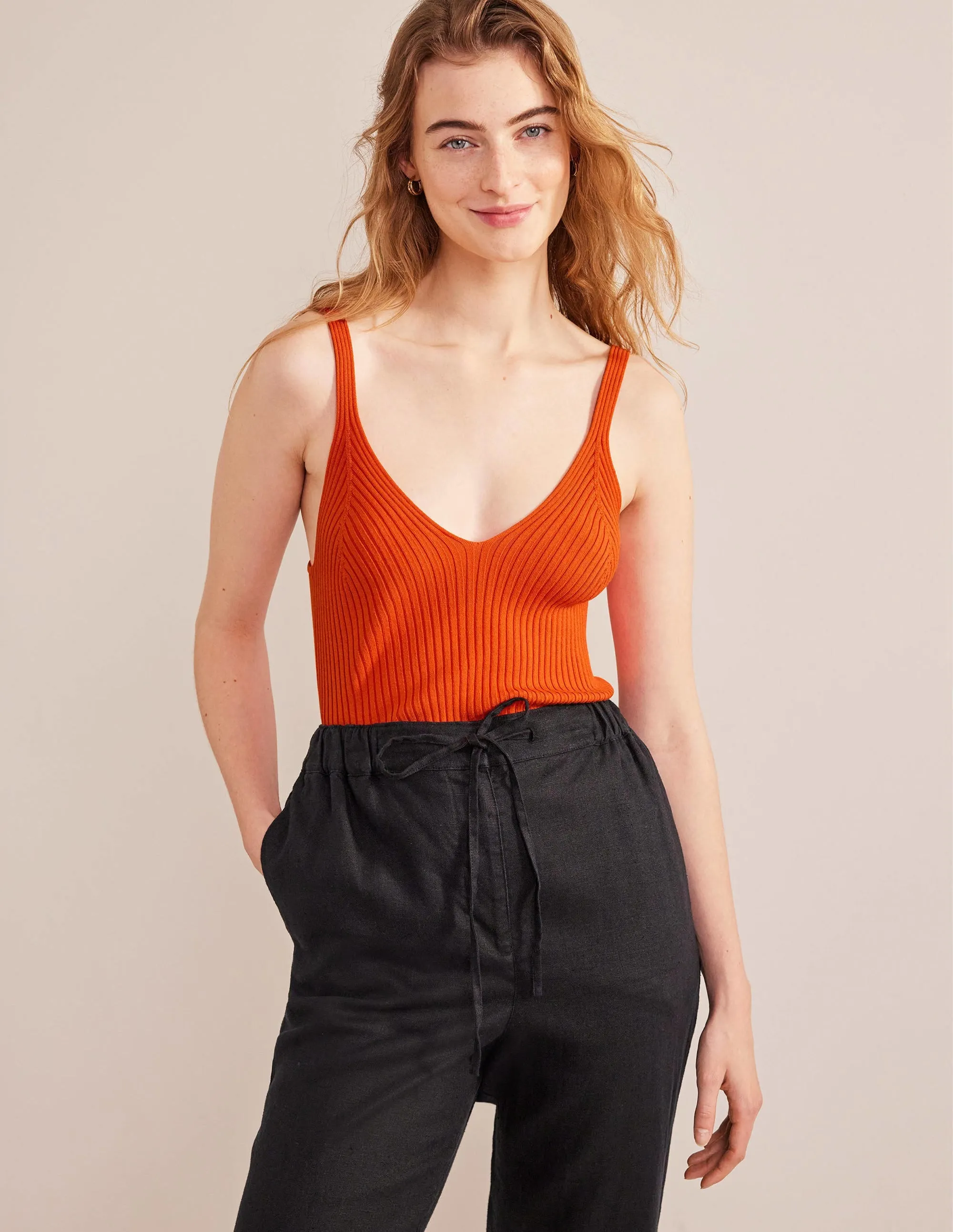 Ribbed Vest Top-Kumquat