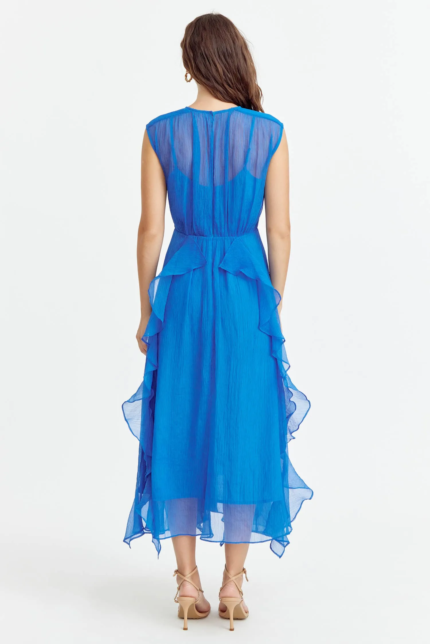 Rosalie Cascading Ruffled Midi Dress