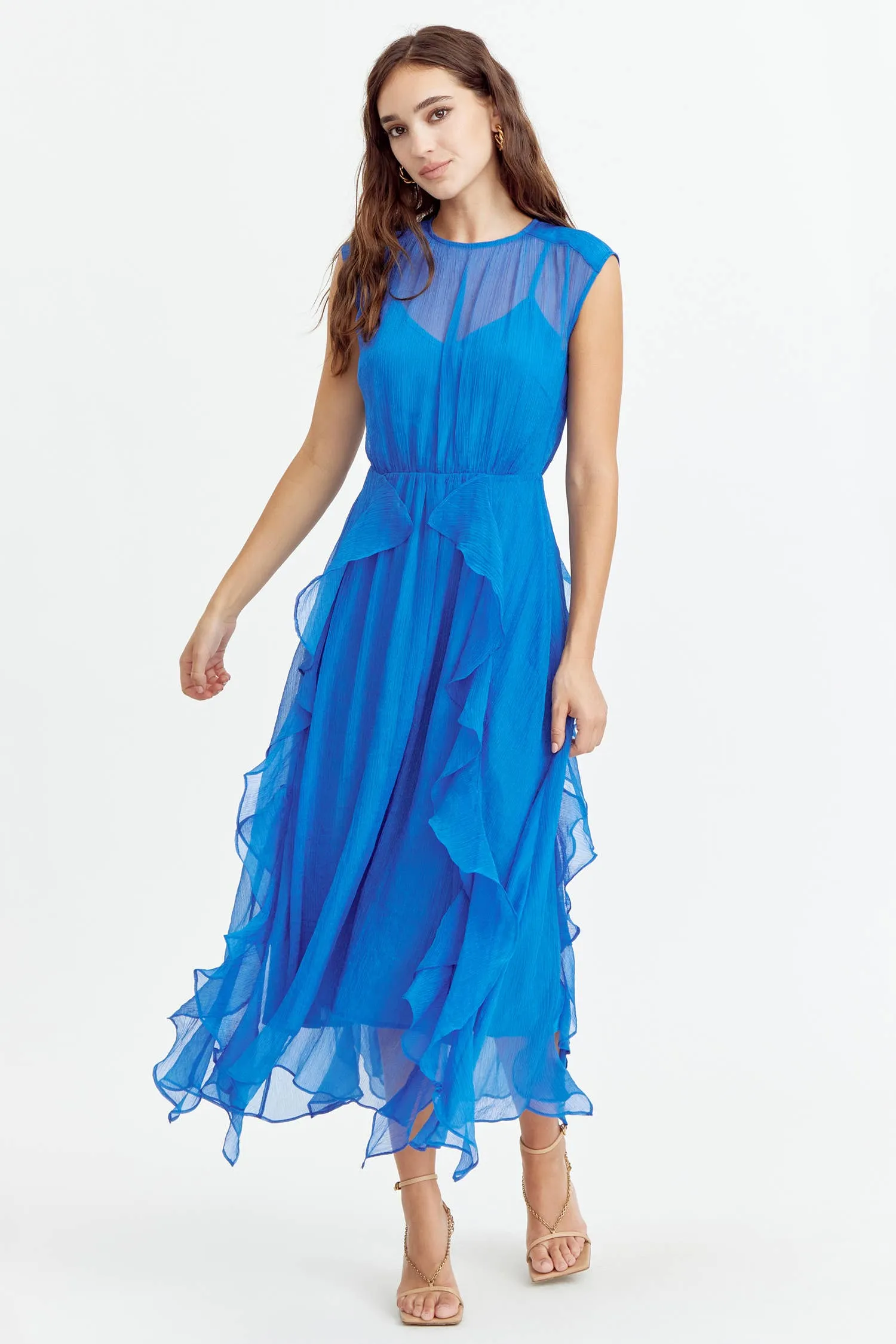 Rosalie Cascading Ruffled Midi Dress