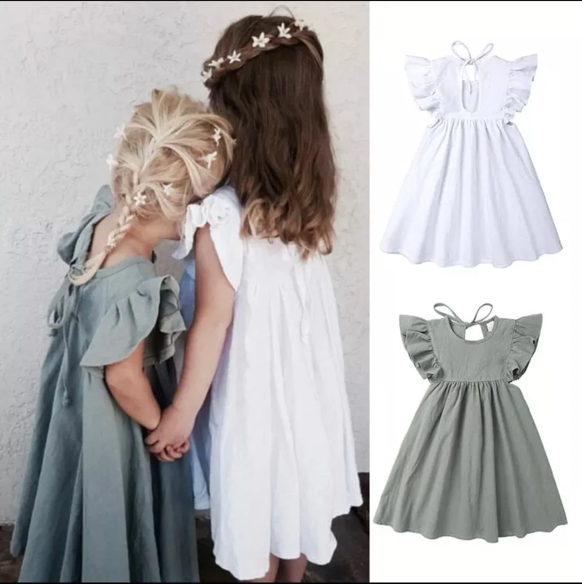 Rosie Ruffle Dress  - Sage Green