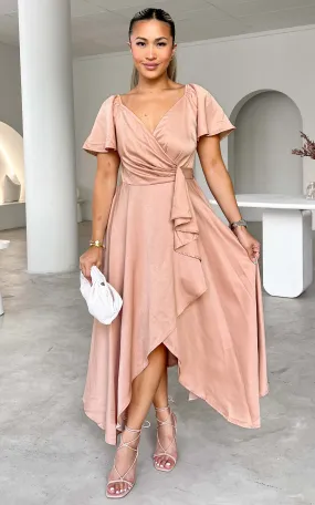 Rossetti Wrap Maxi Dress - Rose Gold