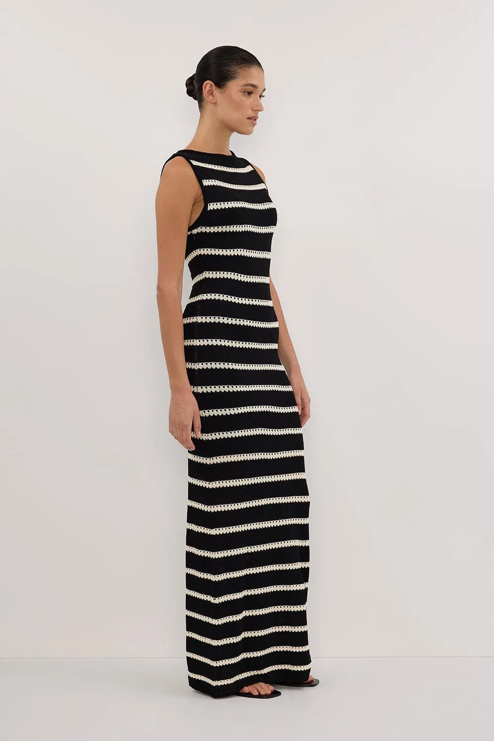 SAM STRIPE BOAT NECK MAXI DRESS