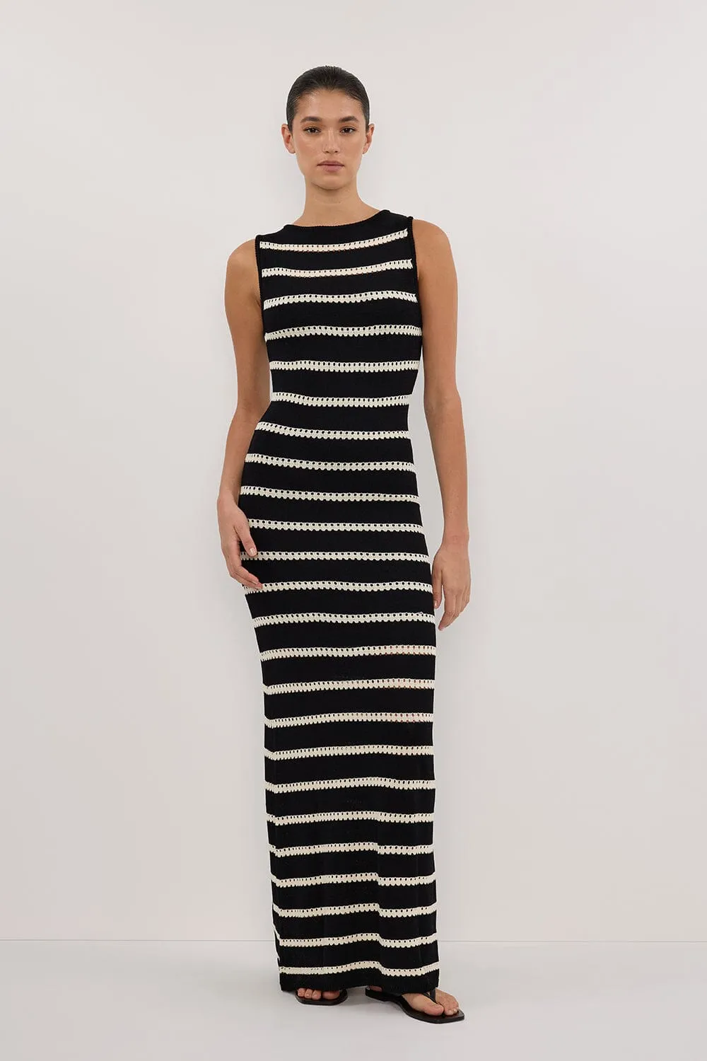 SAM STRIPE BOAT NECK MAXI DRESS