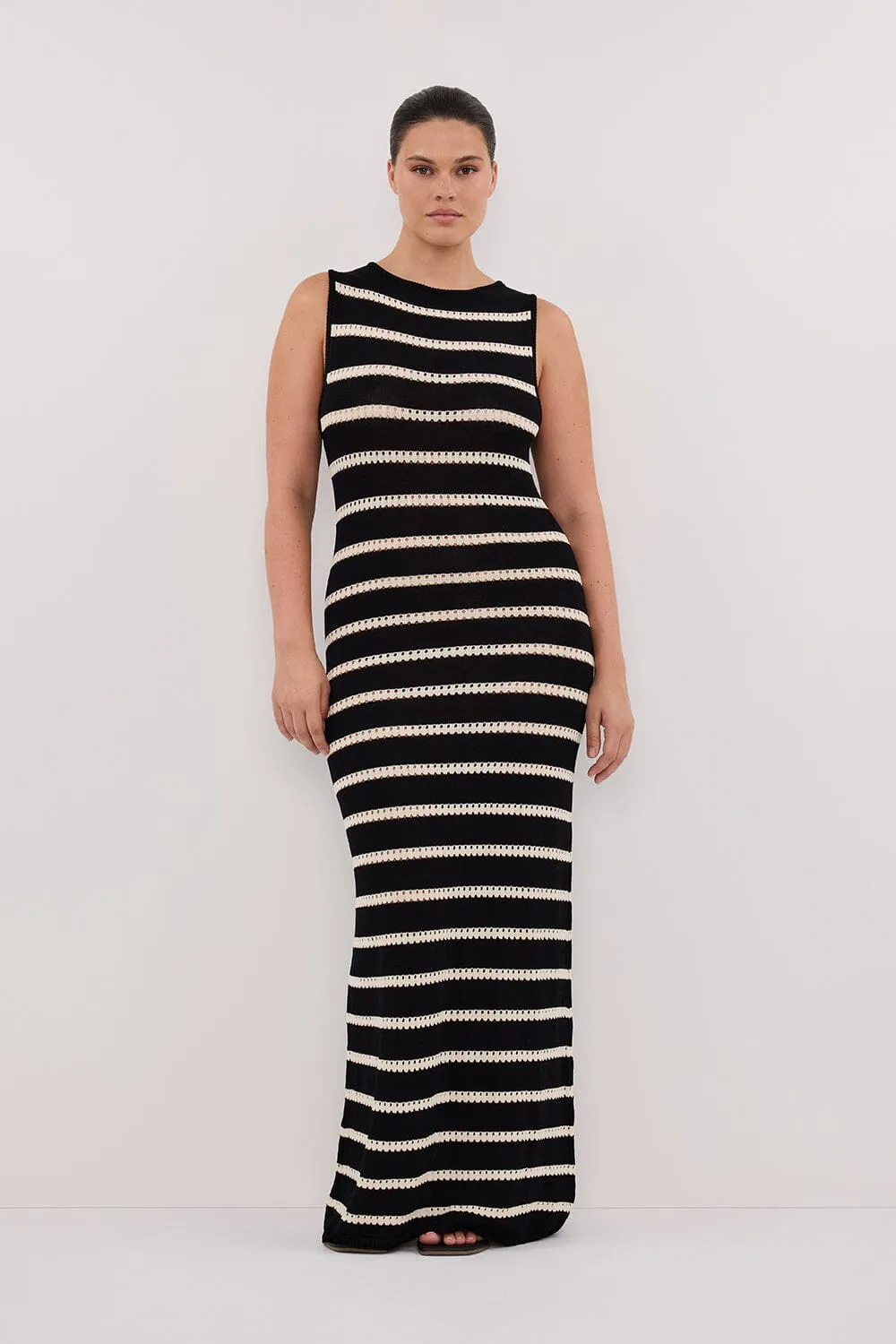 SAM STRIPE BOAT NECK MAXI DRESS