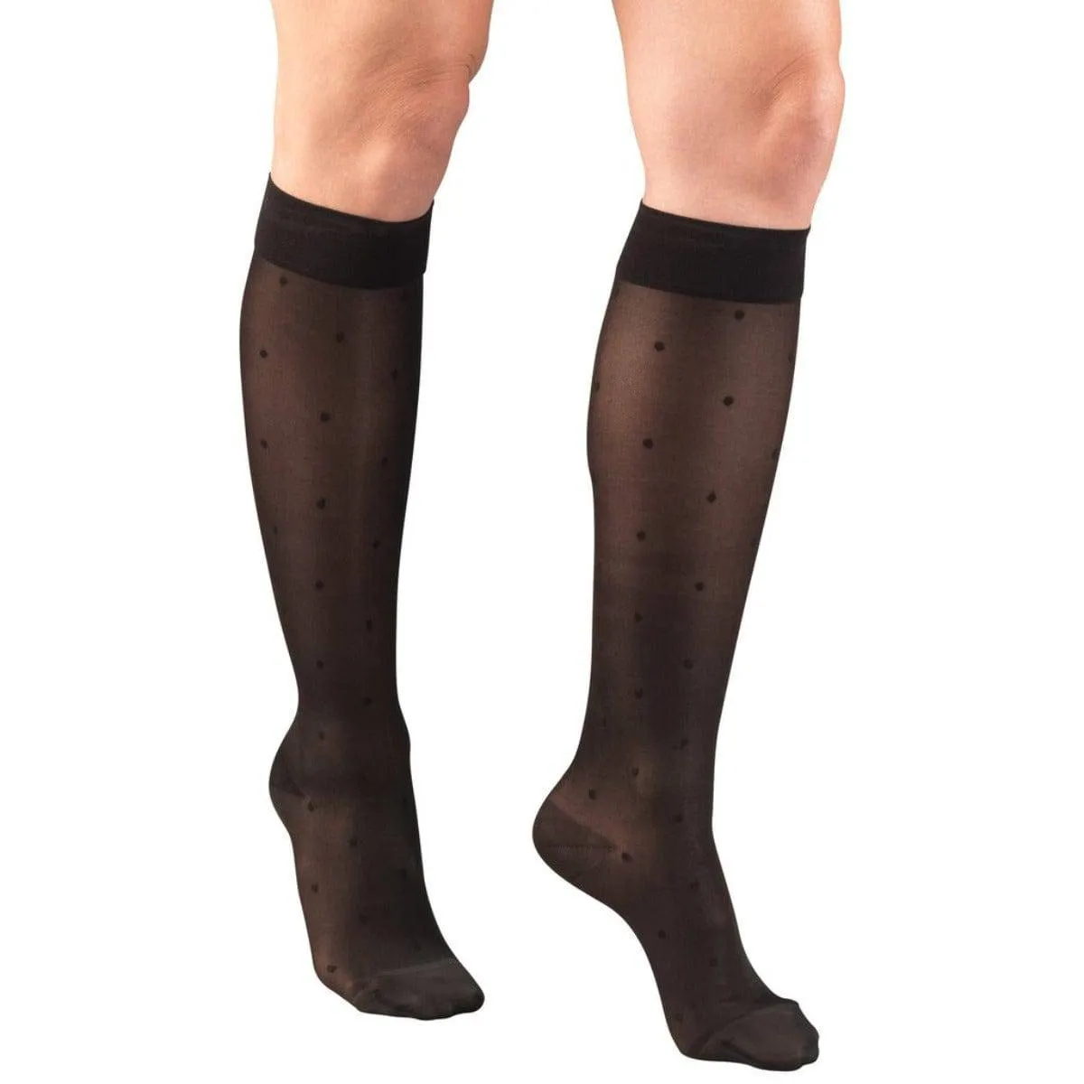 Second Skin Women'Sheer 15-20 mmHg Dot Pattern Knee Highs