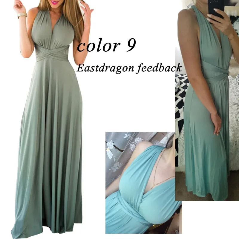 Sexy Women Multiway Wrap Convertible Boho Maxi Club Red Dress Bandage