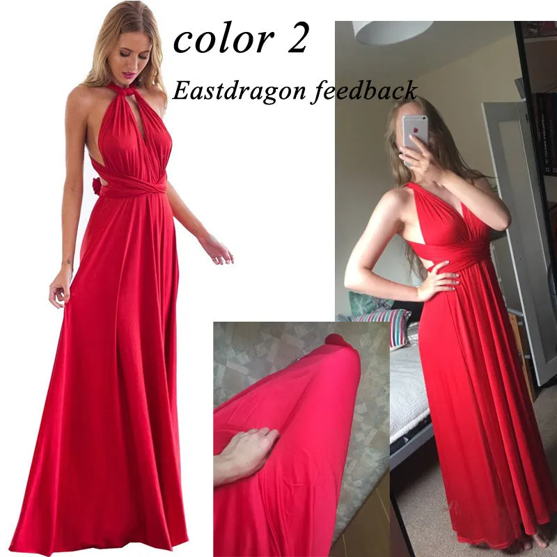 Sexy Women Multiway Wrap Convertible Boho Maxi Club Red Dress Bandage