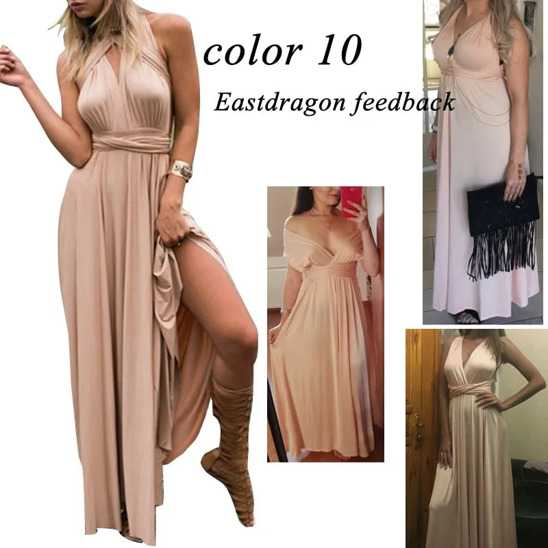 Sexy Women Multiway Wrap Convertible Boho Maxi Club Red Dress Bandage