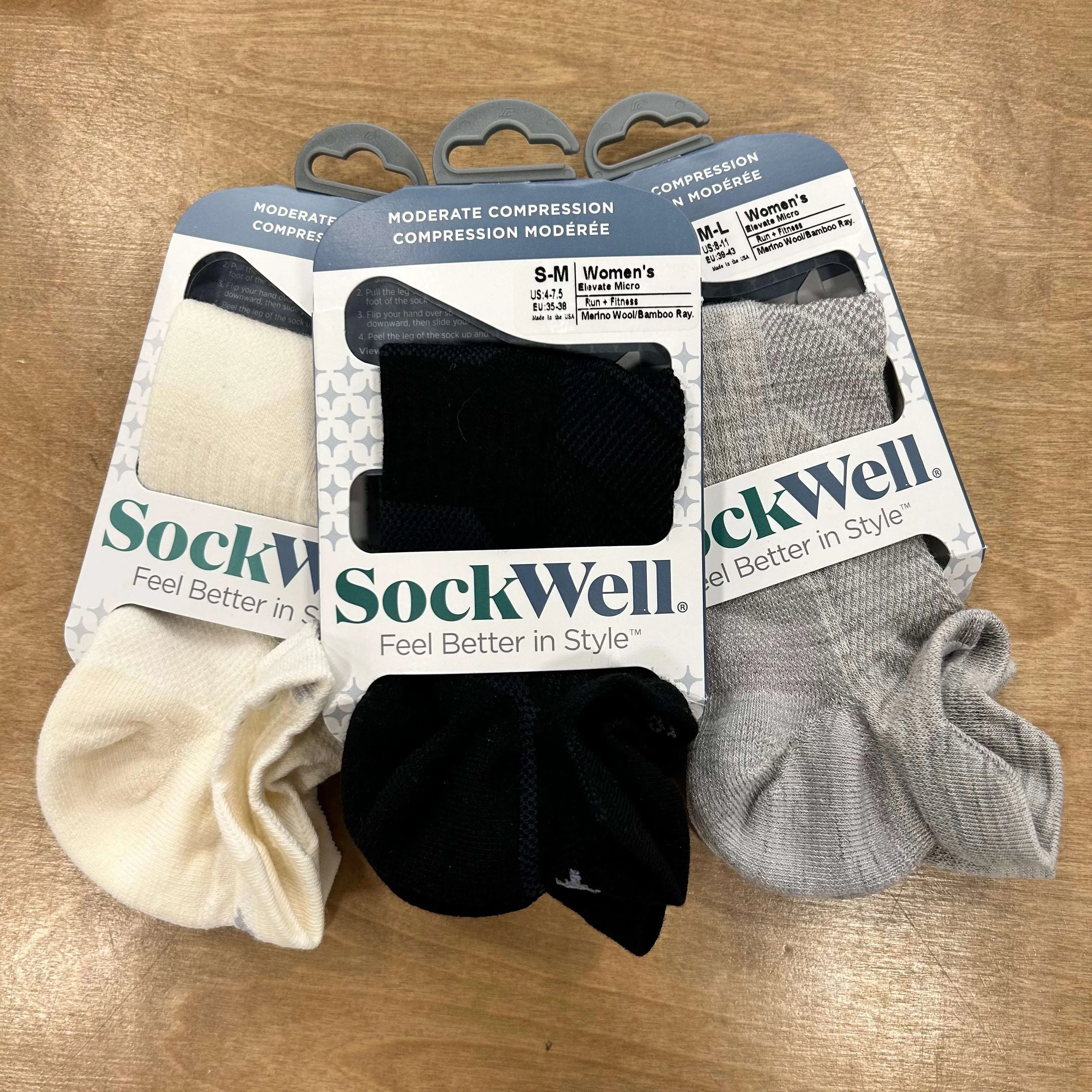 Sockwell - Moderate Compression - Black, Ash & Natural